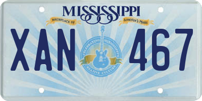 MS license plate XAN467