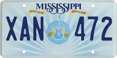 MS license plate XAN472