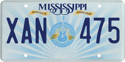 MS license plate XAN475