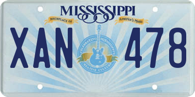MS license plate XAN478
