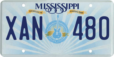 MS license plate XAN480