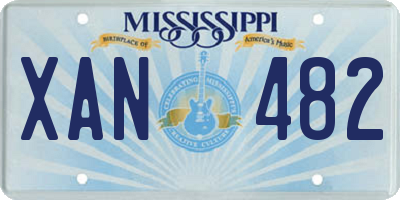 MS license plate XAN482