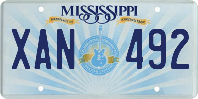 MS license plate XAN492