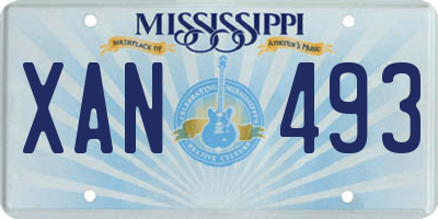 MS license plate XAN493