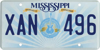 MS license plate XAN496