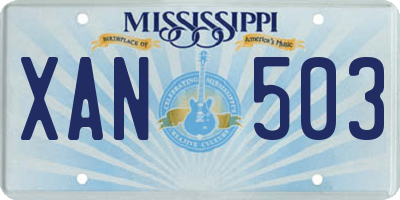 MS license plate XAN503