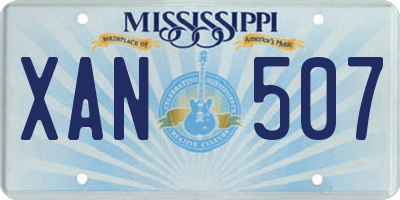 MS license plate XAN507