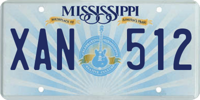 MS license plate XAN512