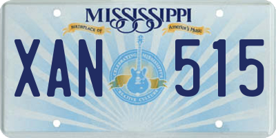 MS license plate XAN515
