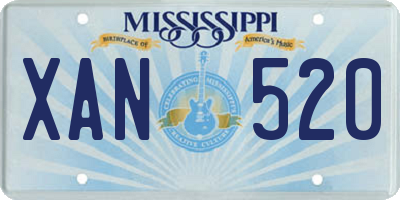 MS license plate XAN520