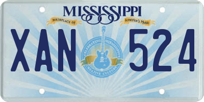 MS license plate XAN524