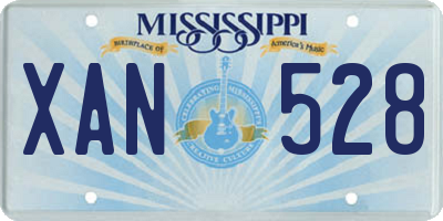 MS license plate XAN528