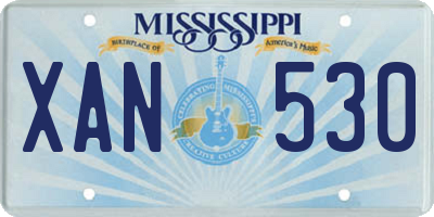 MS license plate XAN530
