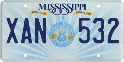 MS license plate XAN532