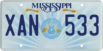 MS license plate XAN533