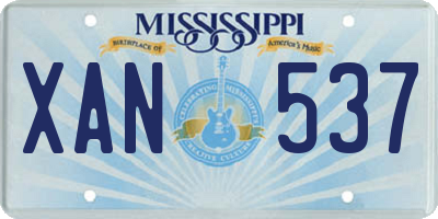 MS license plate XAN537