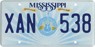 MS license plate XAN538