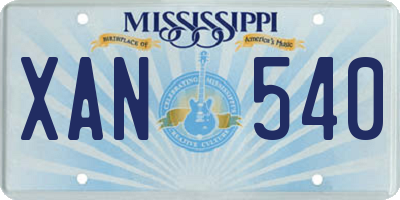 MS license plate XAN540