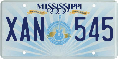MS license plate XAN545