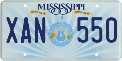 MS license plate XAN550