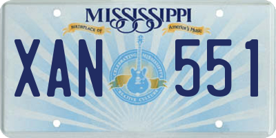 MS license plate XAN551