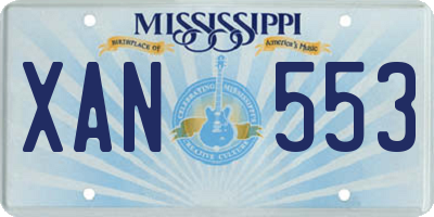 MS license plate XAN553