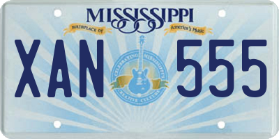 MS license plate XAN555