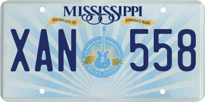 MS license plate XAN558
