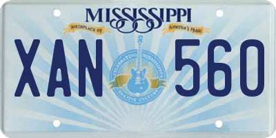 MS license plate XAN560
