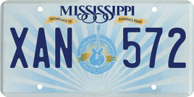 MS license plate XAN572