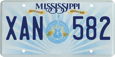 MS license plate XAN582