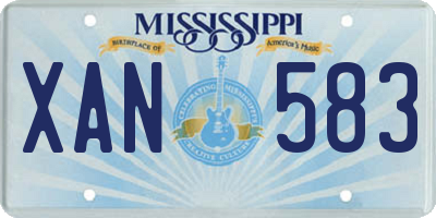 MS license plate XAN583