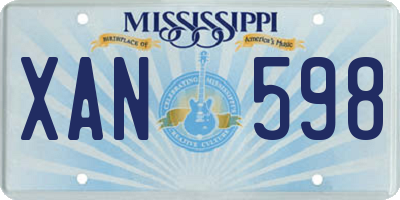 MS license plate XAN598