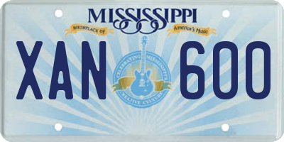 MS license plate XAN600