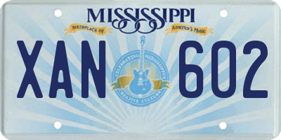MS license plate XAN602