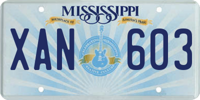 MS license plate XAN603