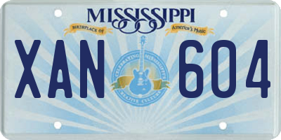 MS license plate XAN604