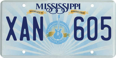MS license plate XAN605