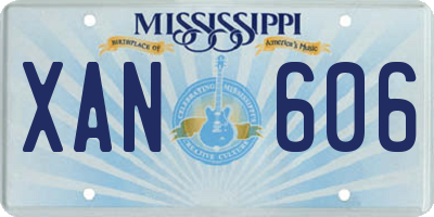 MS license plate XAN606