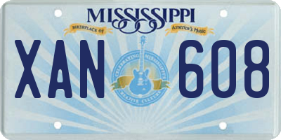 MS license plate XAN608