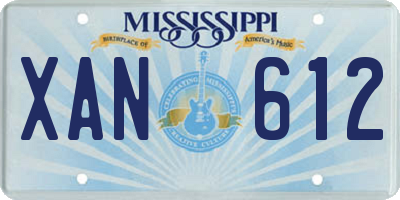 MS license plate XAN612