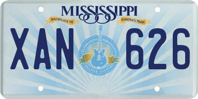 MS license plate XAN626