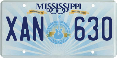 MS license plate XAN630