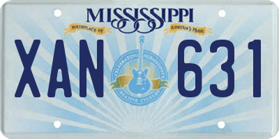 MS license plate XAN631