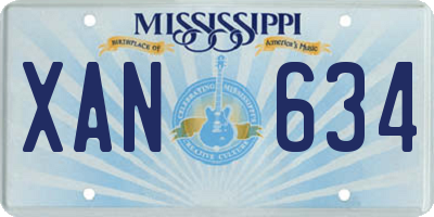 MS license plate XAN634