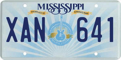 MS license plate XAN641