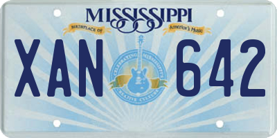 MS license plate XAN642