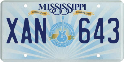 MS license plate XAN643
