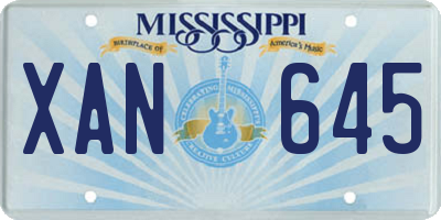 MS license plate XAN645