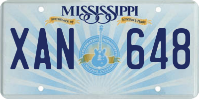 MS license plate XAN648